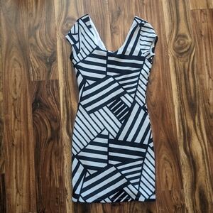 Geometric Black and White Bodycon Charlotte Russe Small Dress